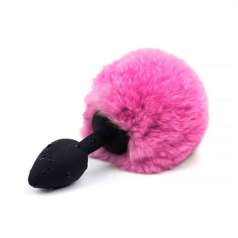 Analplug med Pompon Pink Størrelse S