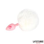 Silicone Anal Plug with Pompon Pink