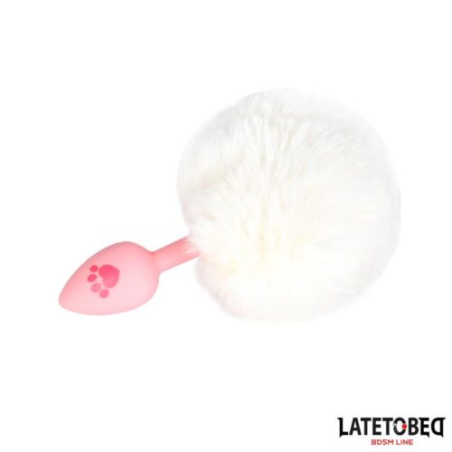 Silicone Anal Plug with Pompon Pink
