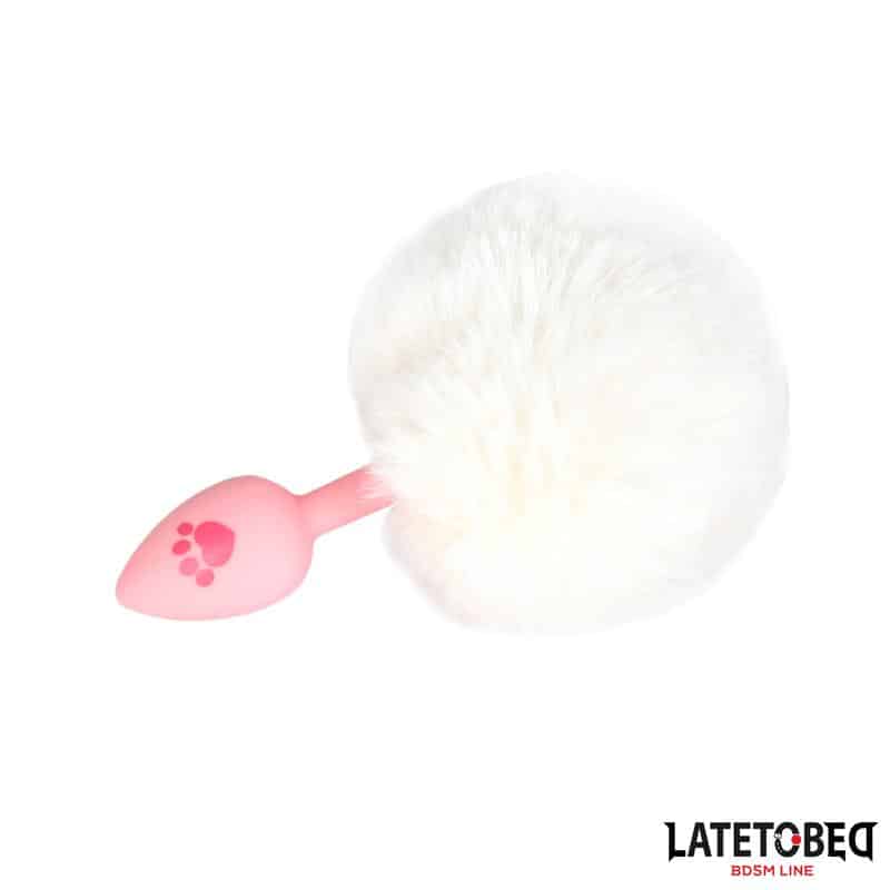 Silicone Anal Plug with Pompon Pink