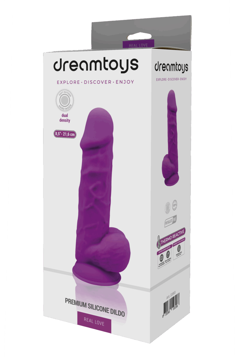 Premium Dildo med Balls Lilla 21cm