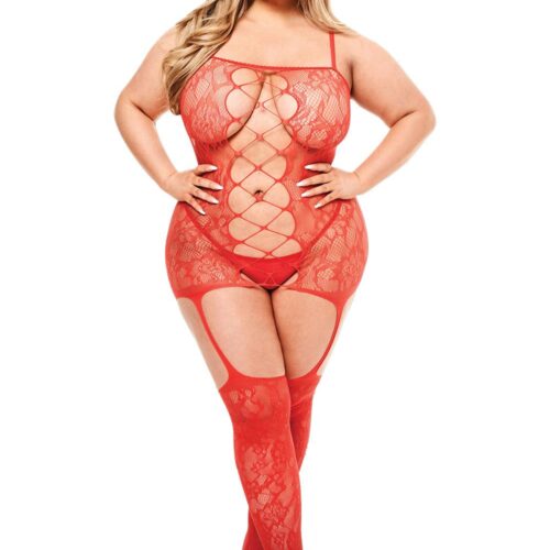 Corset Front Suspender Lace Bodystocking QS