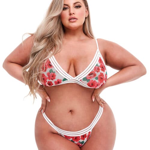 White Floral Lace Bra Set Xl