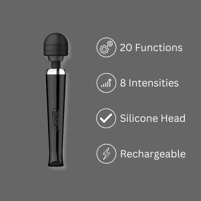 Loving Joy Magic Wand Genopladelig Black - Image 3