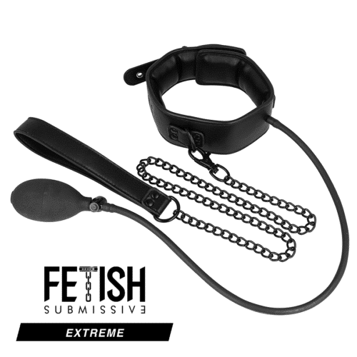 BONDAGE - INFLATABLE STRANGLING COLLAR WITH CHAIN