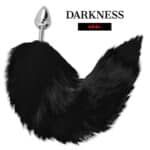 DARKNESS - SØLV ANALPLUG 8 CM MED SORT HALE